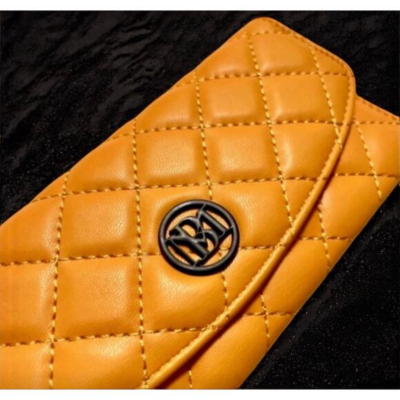 New! Badgley Mischka Long Quilted Wallet in Yellow (NWT) - Picture 1 of 8